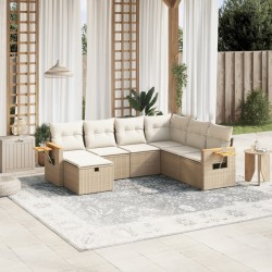 vidaXL Set sofás de jardín 7 piezas y cojines ratán sintético beige