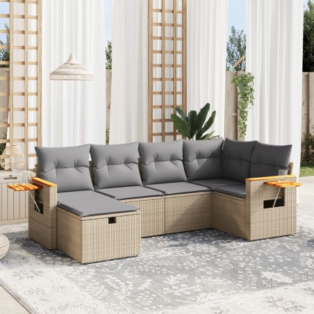 vidaXL Juego de sofás jardín con cojines beige mezcla 6 pzas ratán PE