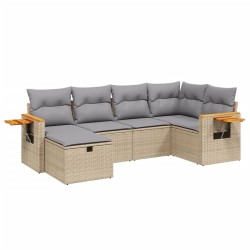 vidaXL Juego de sofás jardín con cojines beige mezcla 6 pzas ratán PE