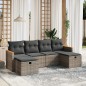 vidaXL Set de muebles de jardín 6 pzas y cojines ratán sintético gris vidaXL Set de muebles de jardín 6 pzas y cojines ratán sintético gris