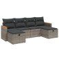 vidaXL Set de muebles de jardín 6 pzas y cojines ratán sintético gris vidaXL Set de muebles de jardín 6 pzas y cojines ratán sintético gris