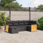 vidaXL Set de sofás de jardín 6 piezas y cojines ratán sintético negro vidaXL Set de sofás de jardín 6 piezas y cojines ratán sintético negro