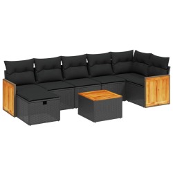 vidaXL Set de sofás de jardín 8 piezas y cojines ratán sintético negro