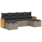 vidaXL Set de muebles de jardín 6 pzas y cojines ratán sintético gris vidaXL Set de muebles de jardín 6 pzas y cojines ratán sintético gris