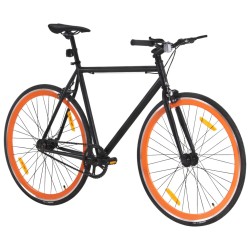 vidaXL Bicicleta de piñón fijo negro y naranja 700c 59 cm