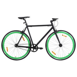 vidaXL Bicicleta de piñón fijo negro y verde 700c 55 cm