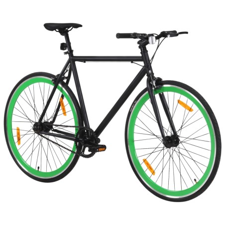 vidaXL Bicicleta de piñón fijo negro y verde 700c 55 cm