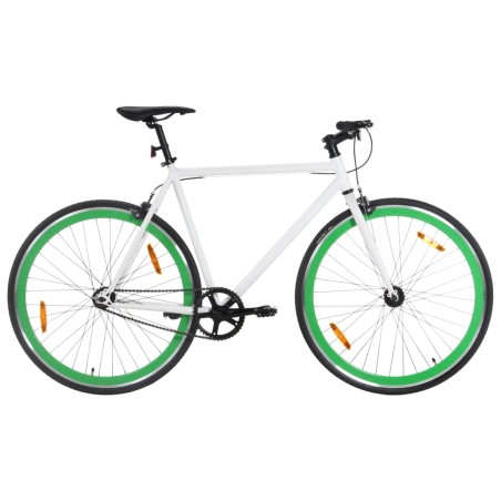 vidaXL Bicicleta de piñón fijo blanco y verde 700c 55 cm