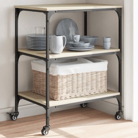 vidaXL Carrito de cocina madera de ingeniería roble Sonoma 60x41x76 cm