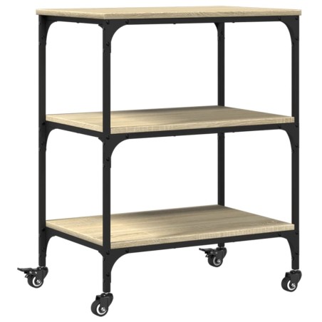 vidaXL Carrito de cocina madera de ingeniería roble Sonoma 60x41x76 cm