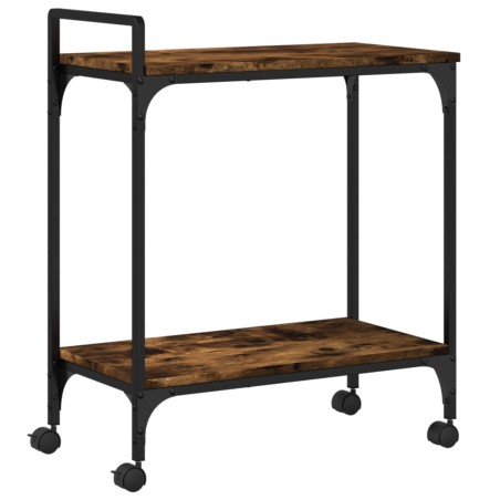 vidaXL Carrito cocina madera ingeniería roble ahumado 60,5x31x72,5 cm
