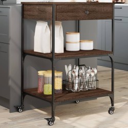 vidaXL Carrito de cocina madera ingeniería marrón roble 60x48x89,5 cm