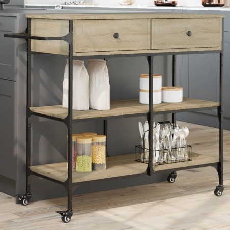 vidaXL Carrito de cocina madera ingeniería roble Sonoma 105x42x95 cm