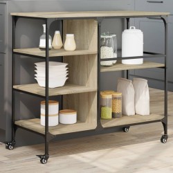 vidaXL Carrito de cocina madera ingeniería roble Sonoma 100x45x89,5 cm
