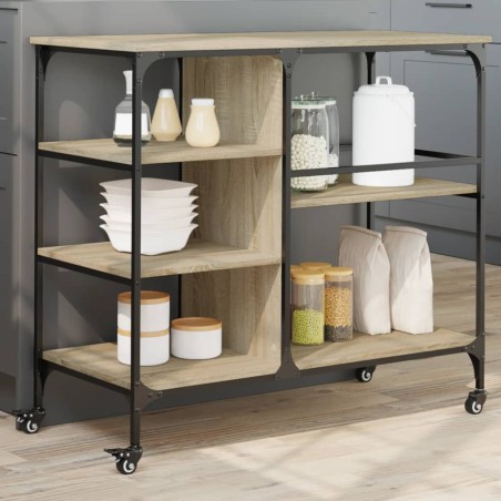 vidaXL Carrito de cocina madera ingeniería roble Sonoma 100x45x89,5 cm
