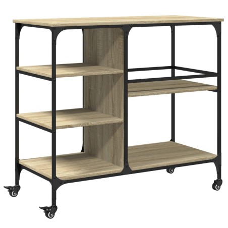 vidaXL Carrito de cocina madera ingeniería roble Sonoma 100x45x89,5 cm