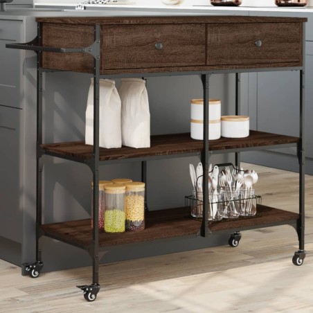 vidaXL Carrito de cocina madera ingeniería marrón roble 105x42x95 cm