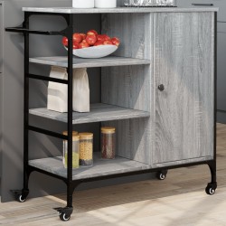 vidaXL Carrito de cocina de madera gris Sonoma 87,5x38,5x84,5 cm