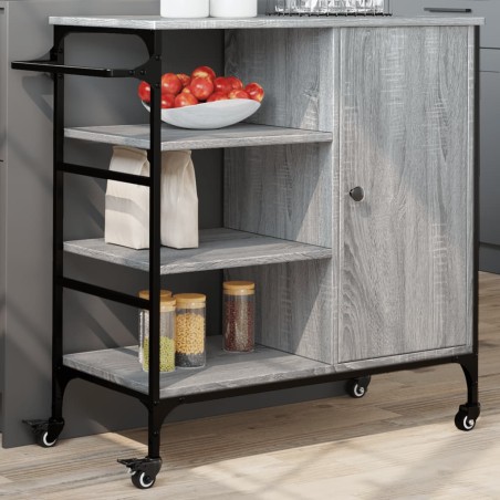 vidaXL Carrito de cocina de madera gris Sonoma 87,5x38,5x84,5 cm
