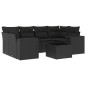 vidaXL Set de comedor de jardín 7 pzas y cojines ratán sintético negro vidaXL Set de comedor de jardín 7 pzas y cojines ratán sintético negro