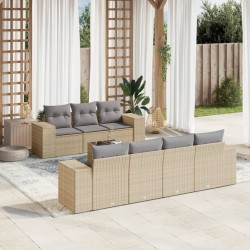 vidaXL Juego de sofás de jardín con cojines beige 8 pzas ratán PE