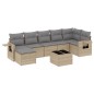 vidaXL Juego de sofás de jardín con cojines beige 8 pzas ratán PE vidaXL Juego de sofás de jardín con cojines beige 8 pzas ratán PE