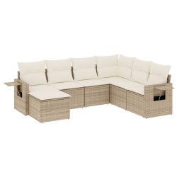 vidaXL Set sofás de jardín 7 piezas y cojines ratán sintético beige