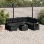 vidaXL Set de sofás de jardín 8 piezas y cojines ratán sintético negro vidaXL Set de sofás de jardín 8 piezas y cojines ratán sintético negro