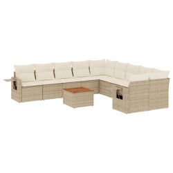 vidaXL Set de sofás de jardín 11pzas con cojines ratán sintético beige