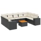 vidaXL Set de sofás de jardín 10 pzas cojines ratán sintético negro vidaXL Set de sofás de jardín 10 pzas cojines ratán sintético negro