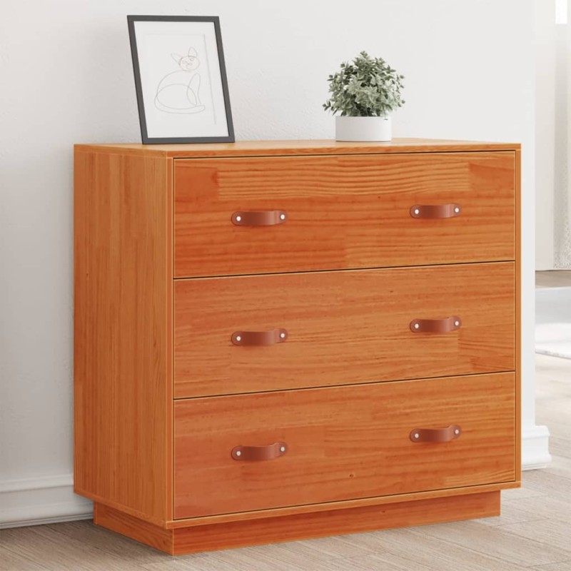 vidaXL Aparador de madera maciza de pino marrón cera 80x40x75 cm vidaXL Aparador de madera maciza de pino marrón cera 80x40x75 cm