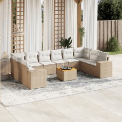 vidaXL Set de sofás de jardín 11pzas con cojines ratán sintético beige