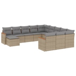 vidaXL Juego de sofás jardín con cojines beige mezcla 12 pzas ratán PE