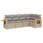 vidaXL Juego de sofás jardín con cojines 5 pzas ratán sintético beige vidaXL Juego de sofás jardín con cojines 5 pzas ratán sintético beige