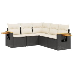 vidaXL Set de muebles de jardín 5 pzas y cojines ratán sintético negro