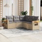 vidaXL Juego de sofás jardín con cojines 5 pzas ratán sintético beige vidaXL Juego de sofás jardín con cojines 5 pzas ratán sintético beige
