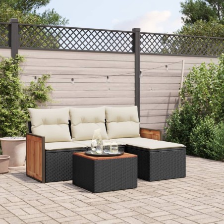 vidaXL Set de muebles de jardín 5 pzas y cojines ratán sintético negro