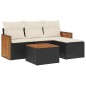 vidaXL Set de muebles de jardín 5 pzas y cojines ratán sintético negro