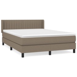 vidaXL Cama box spring con colchón tela gris taupe 140x190 cm