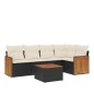 vidaXL Set de sofás de jardín 6 piezas y cojines ratán sintético negro vidaXL Set de sofás de jardín 6 piezas y cojines ratán sintético negro