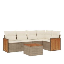 vidaXL Juego de sofás jardín con cojines 6 pzas ratán sintético beige