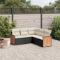 vidaXL Set de muebles de jardín 5 pzas y cojines ratán sintético negro vidaXL Set de muebles de jardín 5 pzas y cojines ratán sintético negro