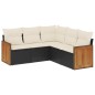 vidaXL Set de muebles de jardín 5 pzas y cojines ratán sintético negro vidaXL Set de muebles de jardín 5 pzas y cojines ratán sintético negro