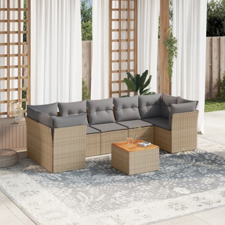 vidaXL Juego de sofás jardín con cojines beige mezcla 6 pzas ratán PE