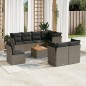 vidaXL Set de muebles de jardín 9 pzas y cojines ratán sintético gris vidaXL Set de muebles de jardín 9 pzas y cojines ratán sintético gris