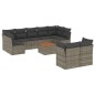 vidaXL Set de sofás de jardín 10 pzas con cojines ratán sintético gris vidaXL Set de sofás de jardín 10 pzas con cojines ratán sintético gris