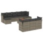 vidaXL Set de sofás de jardín 11 pzas y cojines ratán sintético gris vidaXL Set de sofás de jardín 11 pzas y cojines ratán sintético gris