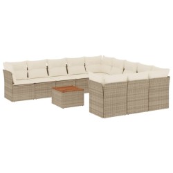 vidaXL Set de sofás de jardín 12 pzas y cojines ratán sintético marrón