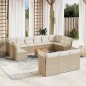 vidaXL Set sofás de jardín 14 pzas con cojines ratán sintético beige vidaXL Set sofás de jardín 14 pzas con cojines ratán sintético beige