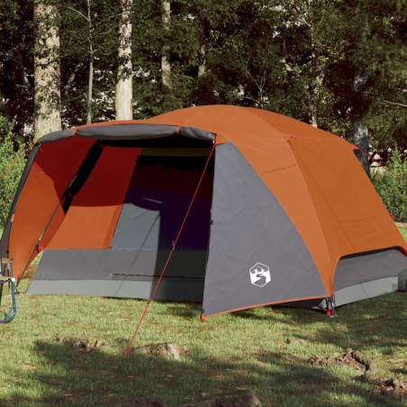 vidaXL Tienda de campaña 4 personas tafetán 190T gris y naranja